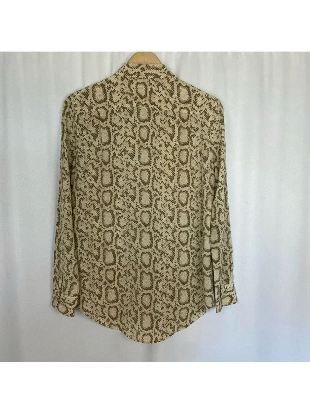 Designer Equipment Femme 100% Silk Keira Tan Snakeskin Print Blouse M